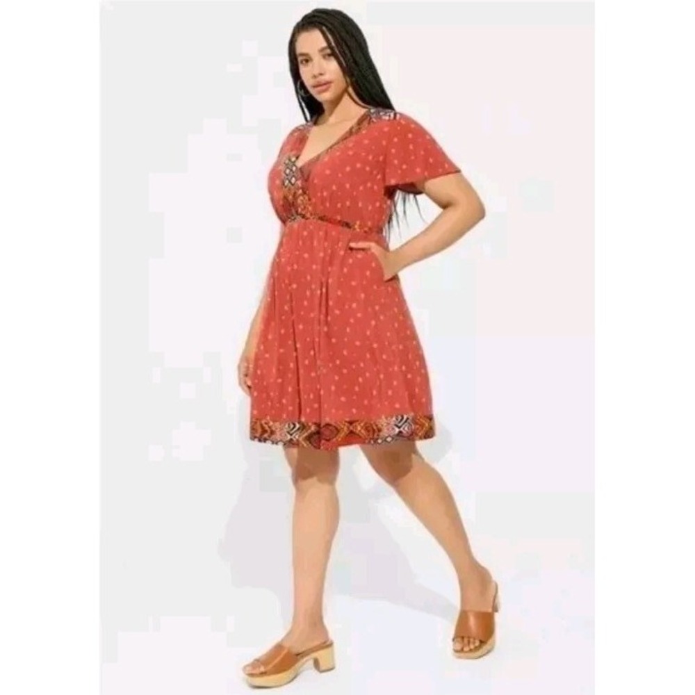 Torrid 4X Mini Challis Boarder Skater Dress Southwestern BOHO Above Knee NWT